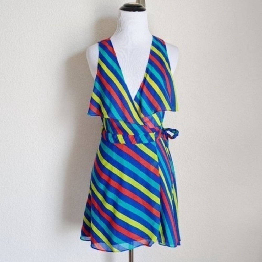 Urban Outfitters Bright Striped Wrap Dress